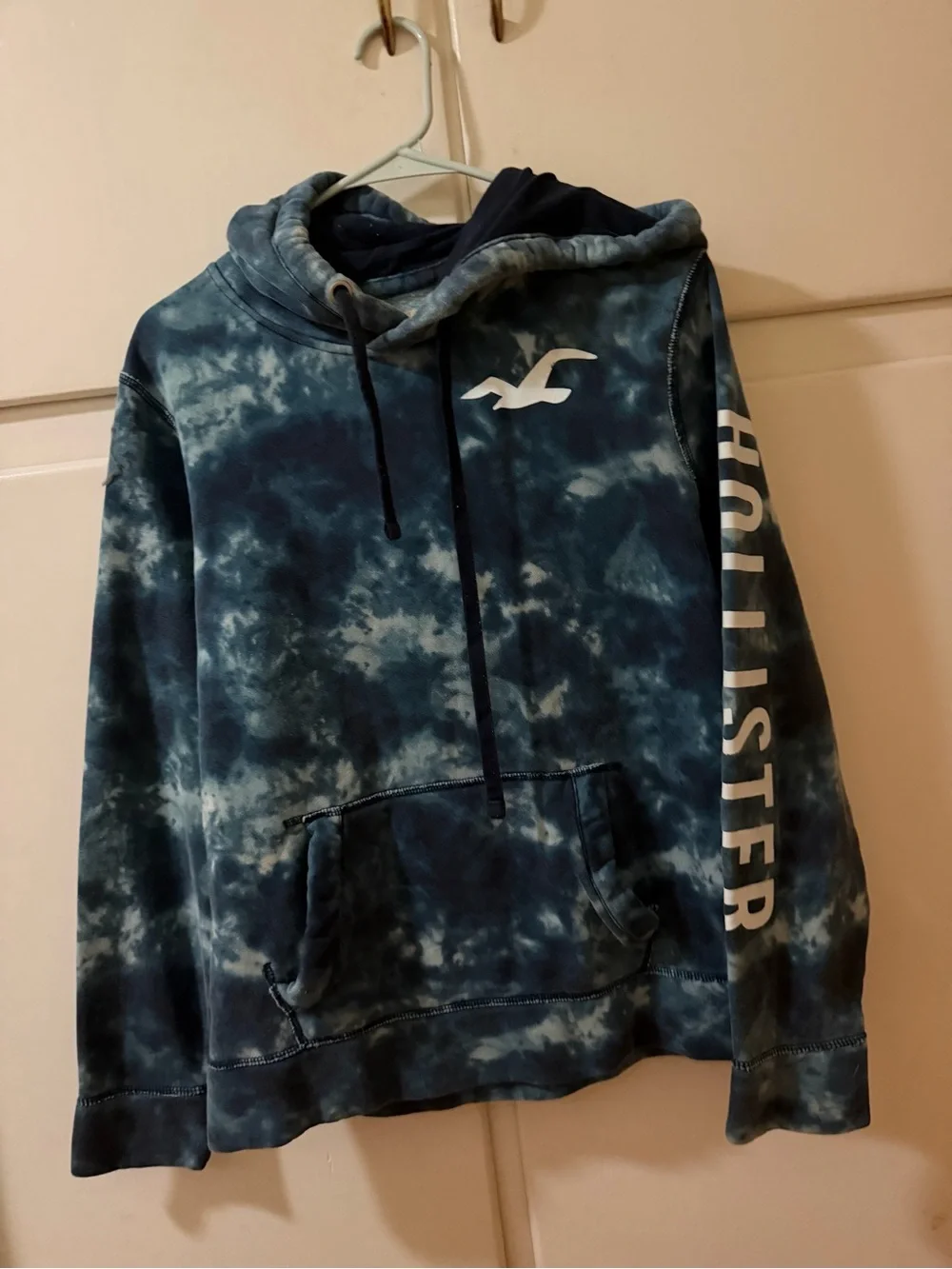 Hollister Navy & Light Blue Tie-Dye Crewneck Hoodie
